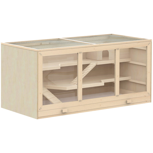 Pawhut Jaula De Madera Para Hámster Ratones Jerbos Y Otros Roedores Pequeños_0