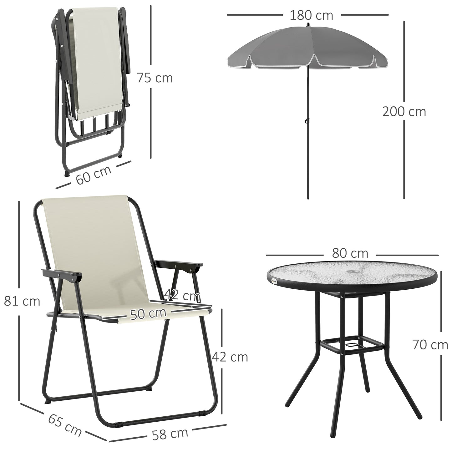 Outsunny Conjunto De Mesa Y Sillas Jardín De 6 Piezas Con Sillas Mesa Y Parasol_2
