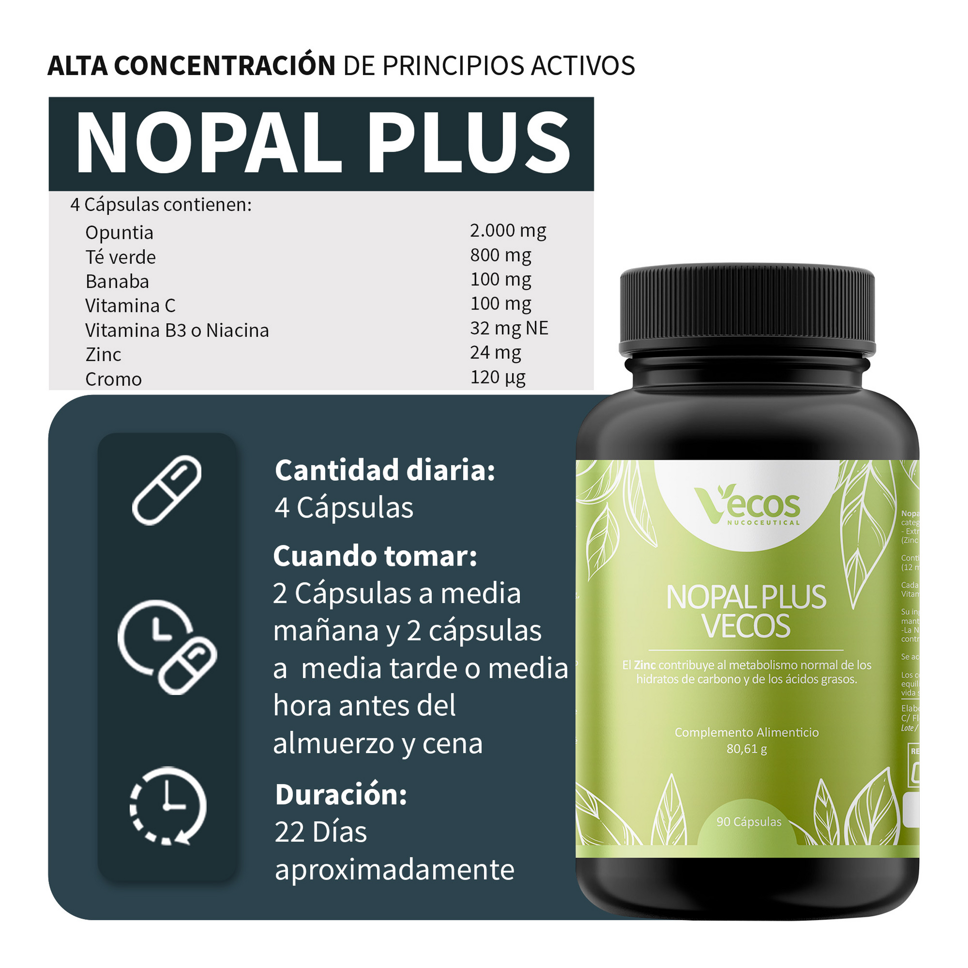Nopal Plus Vecos 90 Cápsulas | Sensación De Saciedad_2