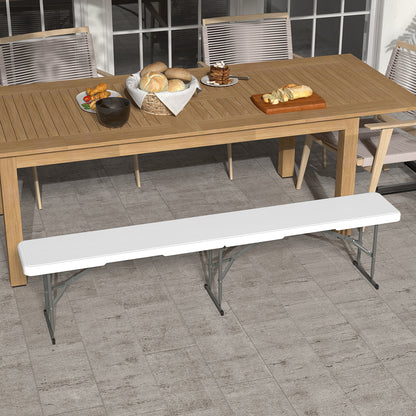 Outsunny Banco De Jardín Plegable De 3 Plazas 183x28x43 Cm Blanco_1