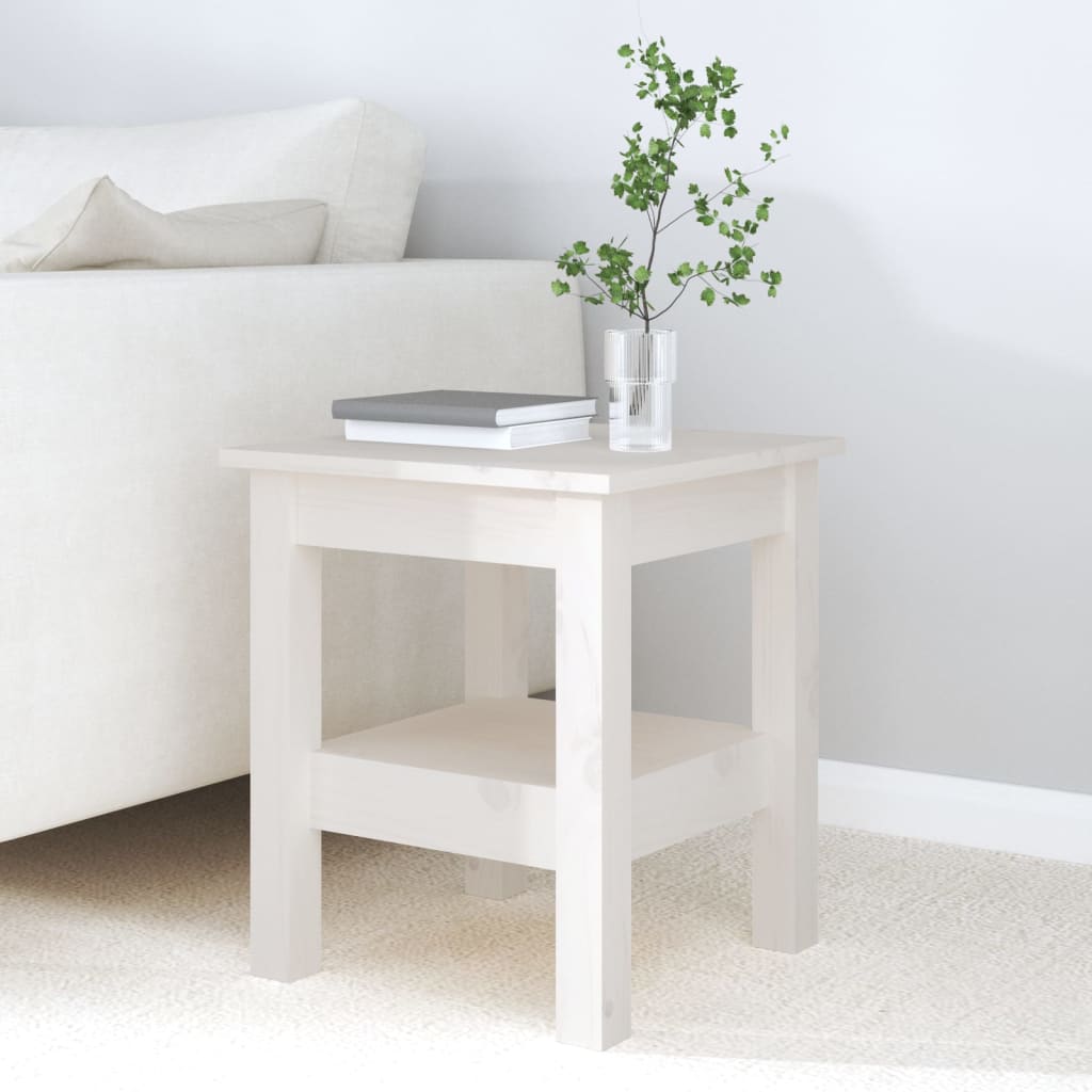 Mesa De Centro De Madera Maciza De Pino Blanco 35x35x40 Cm_2