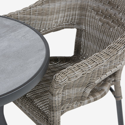 Conjunto De Mesas Y Sillas Para Exterior, Aluminio, Aluminio Y Ratán Sintético Redondo, Color Antracita, Mesa:72x72 Sillon:66x62x86_3
