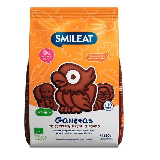 Biscoito Biológico de Espelta, Aveia e Cacau Smileat 220g
