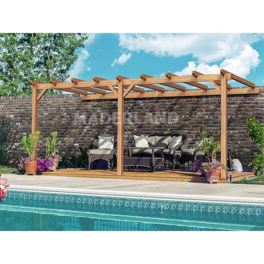 Pérgola anexa em madeira Palma Maderland 