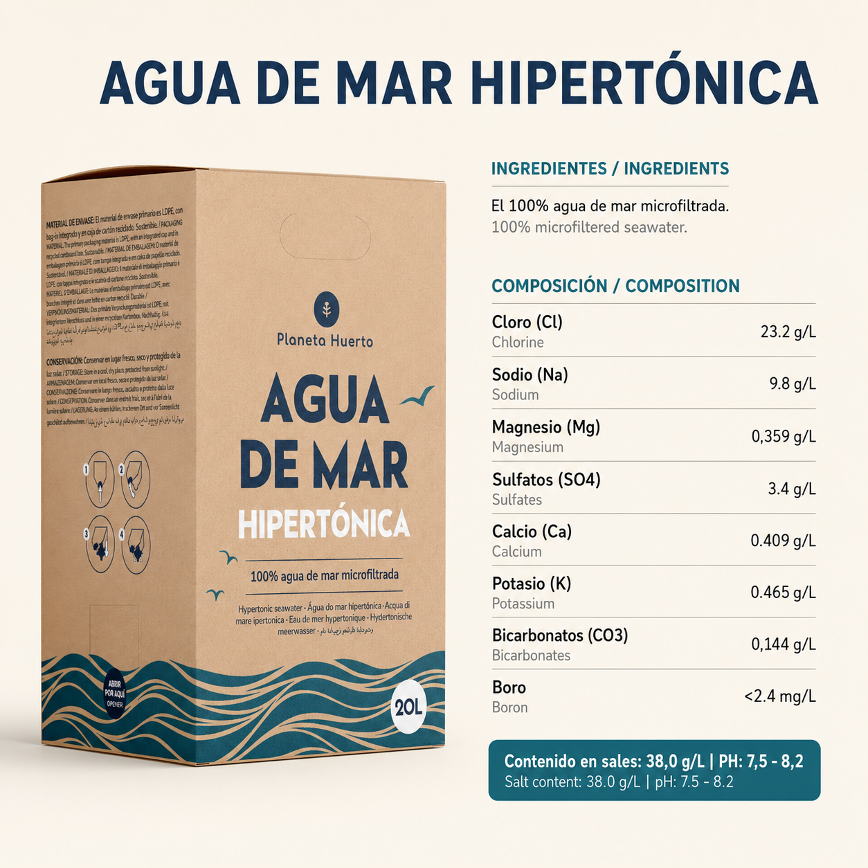 Planet Garden Água do Mar Hipertónica 20 L