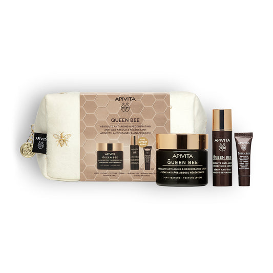 Caixa de Natal Queen Bee com creme de textura leve + sérum de oferta 10 ml + contorno de olhos 2 ml