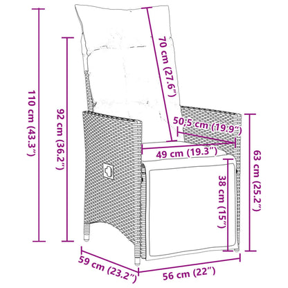 Set Comedor Jardín 7 Pzas Y Cojines Ratán Sintético Gris / Vetonek_4