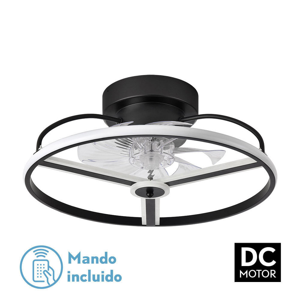 Ventilador 60w Dc Bora Negro 8 Aspas Transp. 18x50x50cm 6vel. 3 Colores C/remoto, Mem., Timer, Reg. Intensidad 5100lm_0