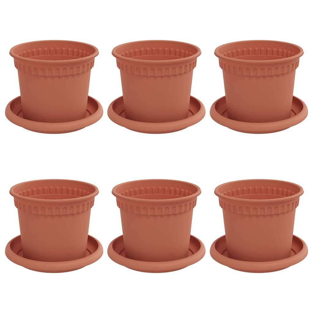 Macetas 6 Uds. Rojo Ladrillo Plástico_0