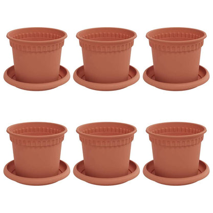 Macetas 6 Uds. Rojo Ladrillo Plástico_0