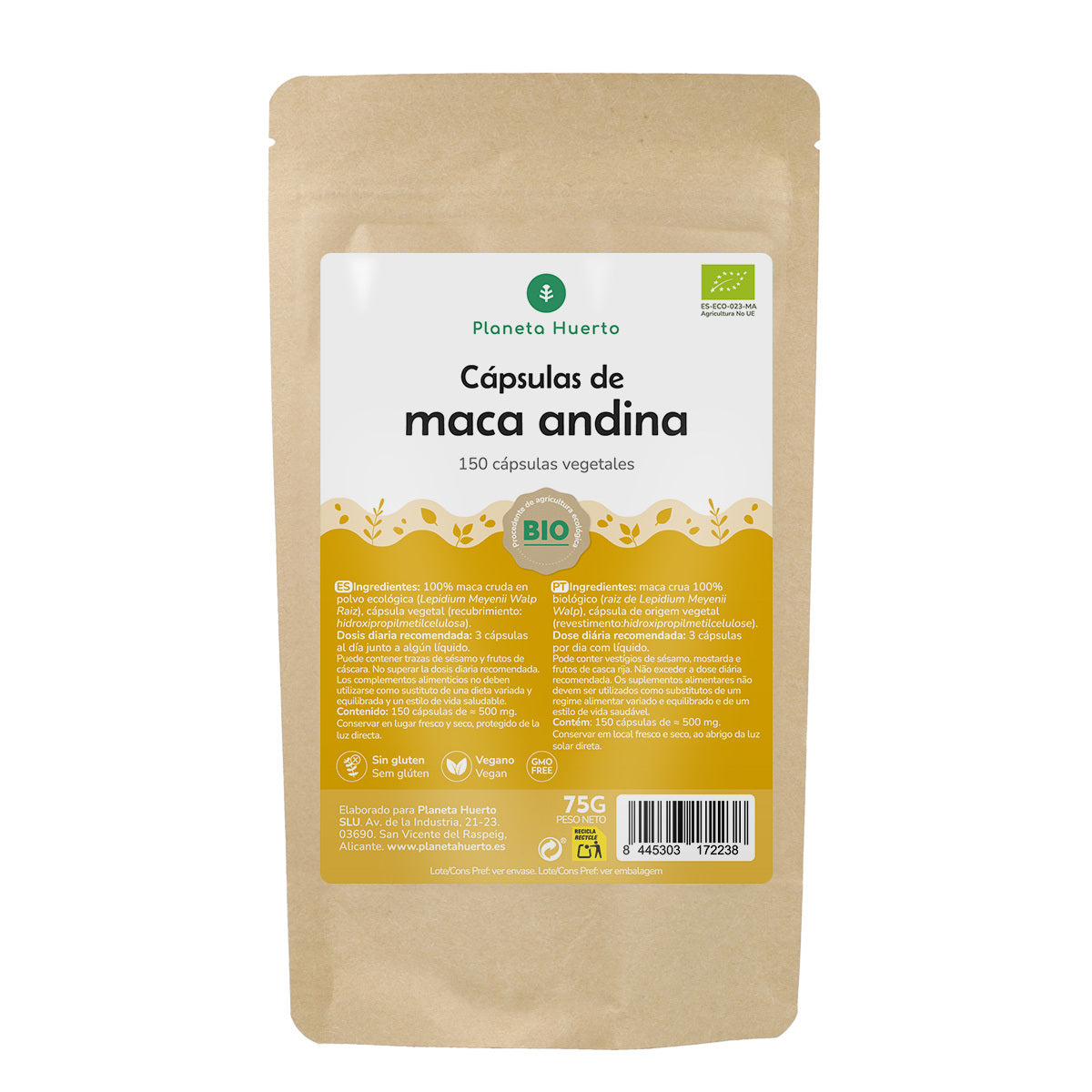 Organic Maca Planeta Huerto 150 cápsulas