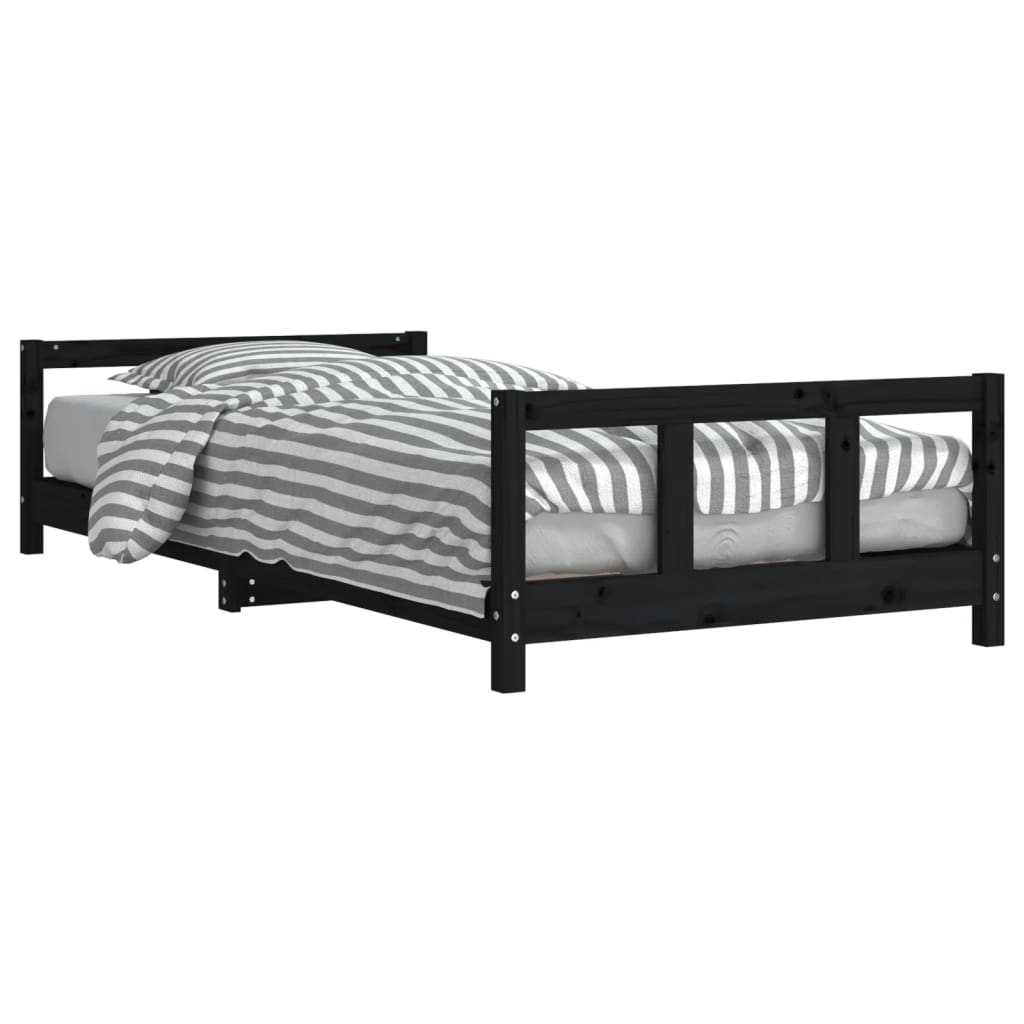 Estructura De Cama Para Niños Madera De Pino Negro 90x190 Cm / Vetonek_1