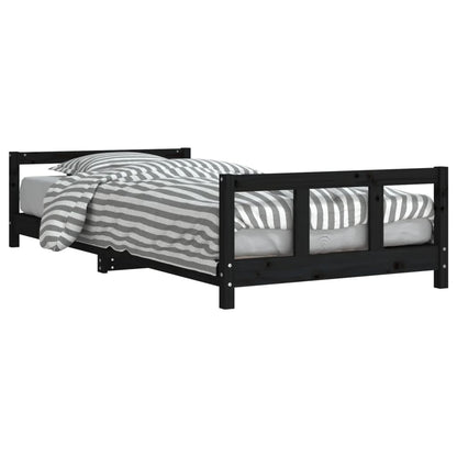 Estructura De Cama Para Niños Madera De Pino Negro 90x190 Cm / Vetonek_1