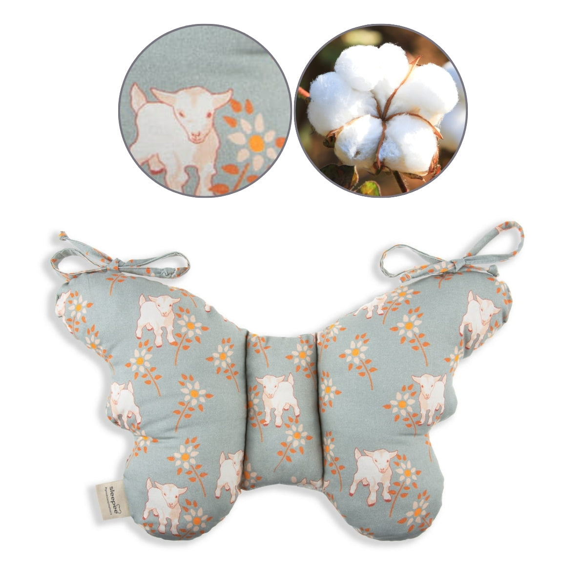 Almohada Para Bebés Antichoque Mariposa Sky Blue_2
