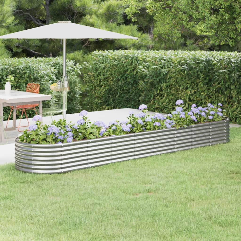 Jardinera Arriate Acero Galvanizado Plata 368x80x36 Cm_1