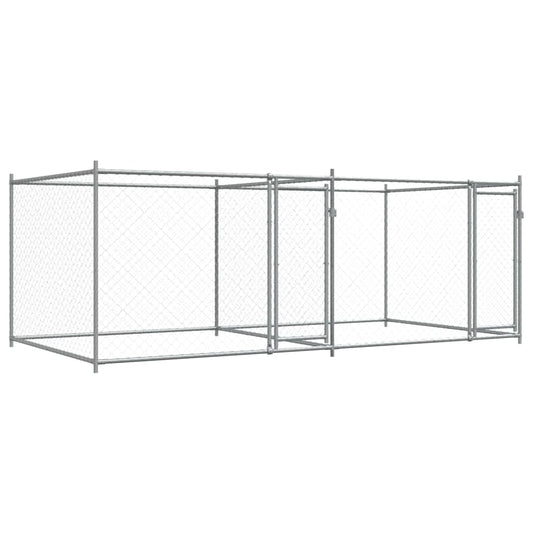 Jaula De Perros Con Puertas Acero Galvanizado Gris 4x2x1,5 M_0