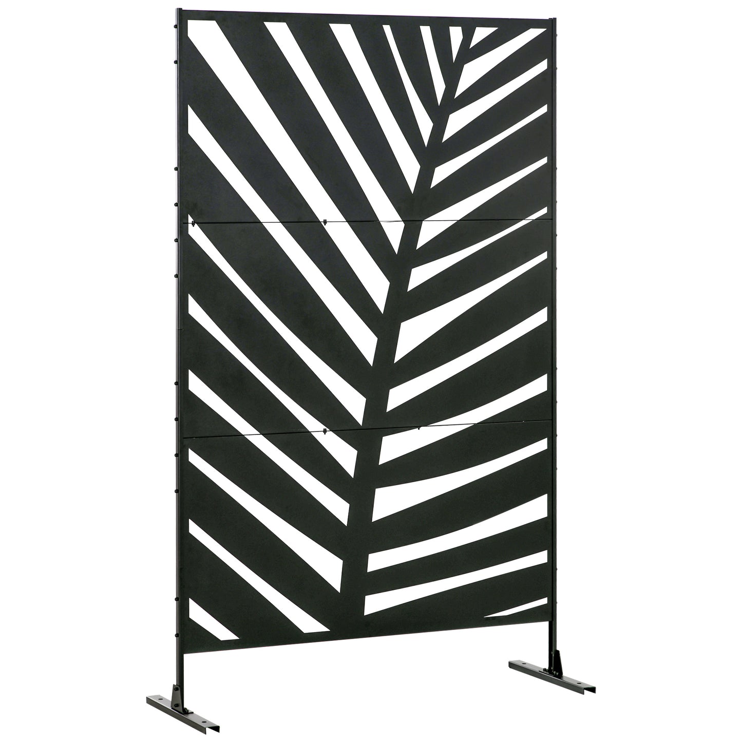 Outsunny Biombo Para Exterior De 3 Piezas Con Diseño De Hoja De Plátano Negro_0