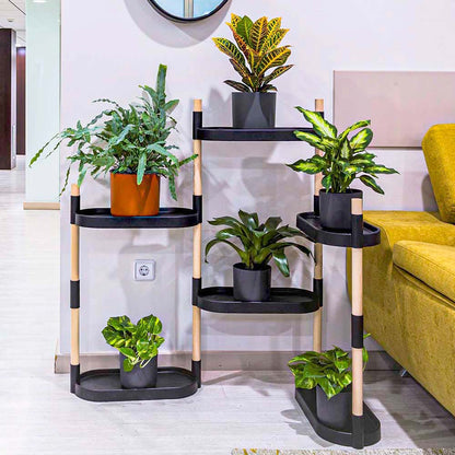 Soporte Modular Citysens De 6 Bandejas – Negro, Polipropileno 100% Reciclado Y Madera Ecológica Pefc_1