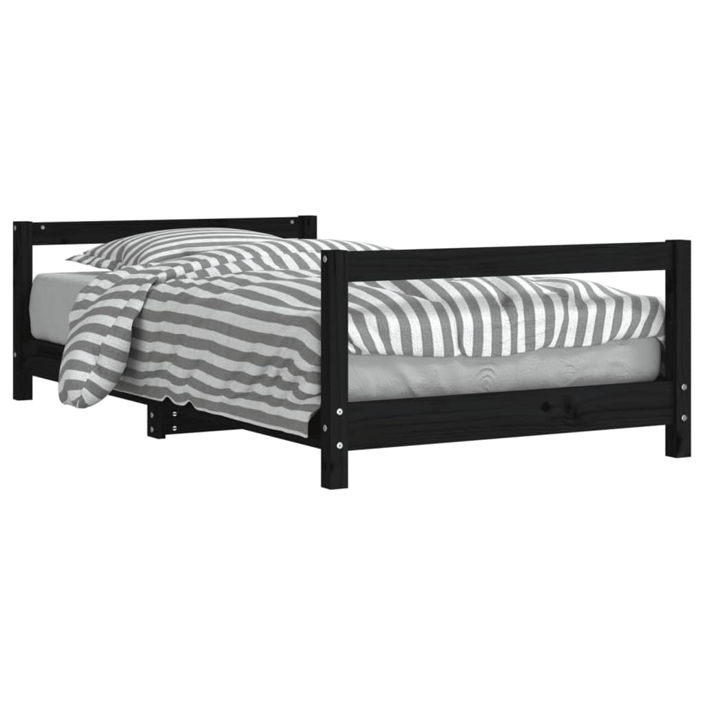 Vidaxl Estructura De Cama Para Niños Madera De Pino Negro 80x160 Cm_0