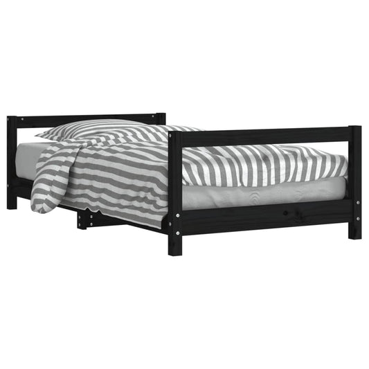 Vidaxl Estructura De Cama Para Niños Madera De Pino Negro 80x160 Cm_0