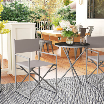 Outsunny Conjunto De Muebles De Jardín Con 2 Sillas Plegables Y Mesa Gris Oscuro_3