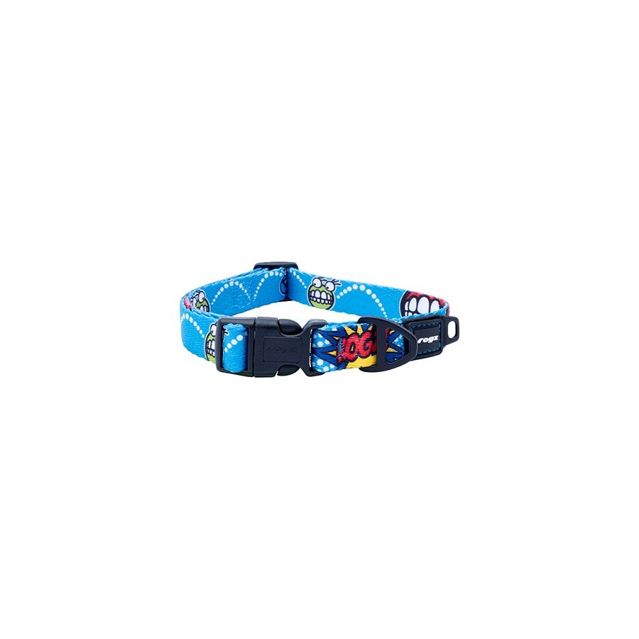 Collar Para Perro, Modelo Fusion De Rogz, Estampado Comic Azul. Talla S (8-14kg)_1