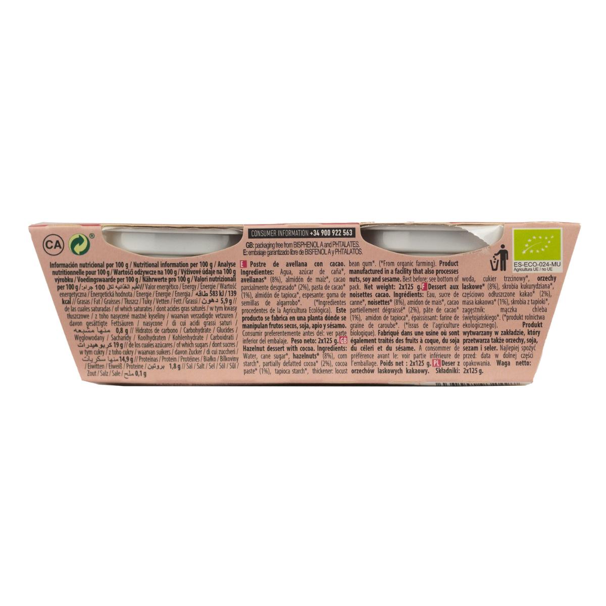 Sobremesa de Avelã e Cacau NaturGreen, 2 x 125 g