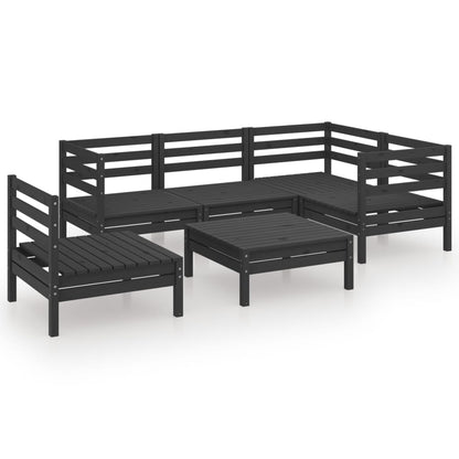Juego De Muebles De Jardín 6 Pzas Madera De Pino Maciza Negro / Vetonek_3
