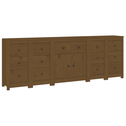 Aparador De Madera Maciza De Pino Marrón Miel 230 X 35 X 80 Cm_1
