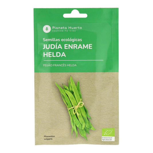 Sementes biológicas de feijão trepador Helda da Planeta Huerto