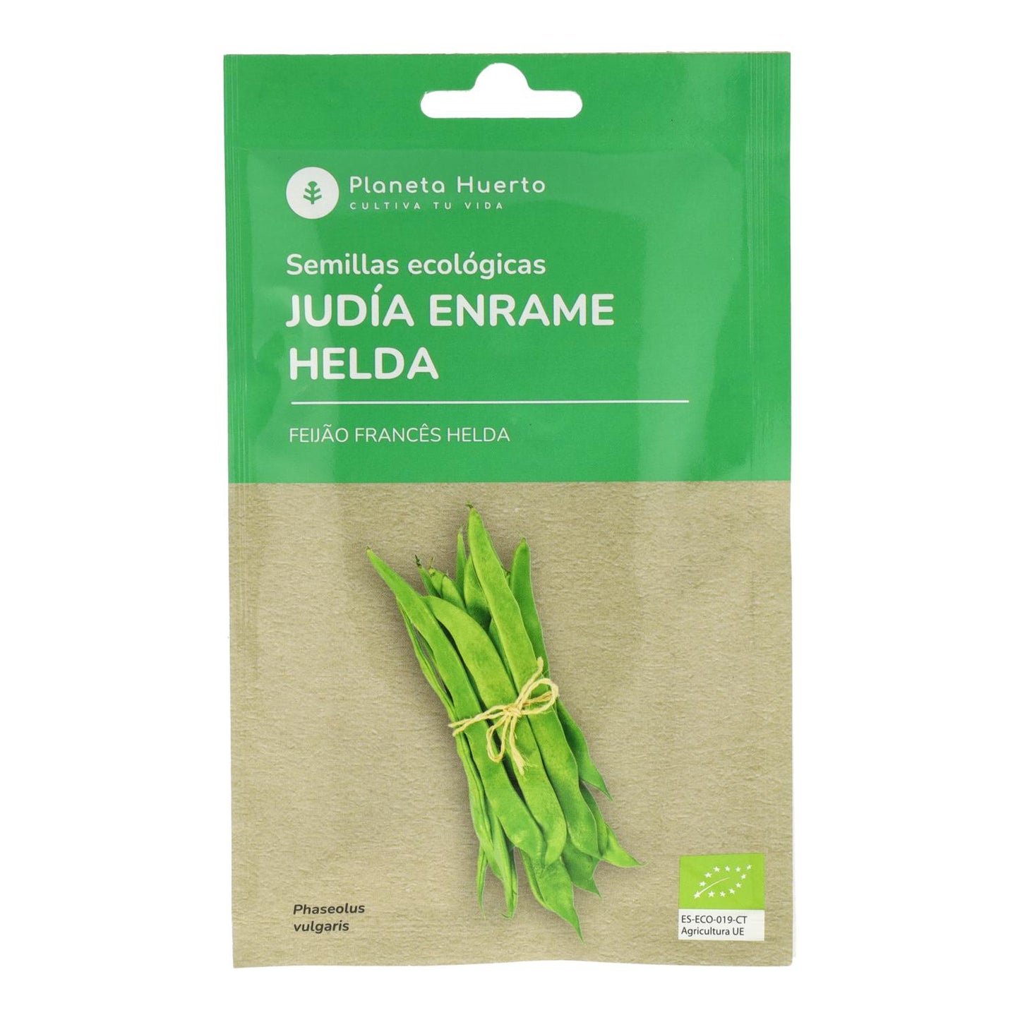 Sementes biológicas de feijão trepador Helda da Planeta Huerto
