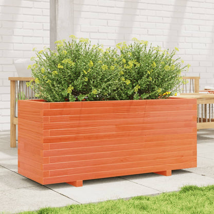 Jardinera Madera Maciza De Pino Marrón Cera 110x40x49,5 Cm_2
