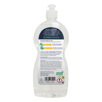 Embalagem de 3 Máquinas de lavar louça manuais hipoalergénicas sem perfume ECO Planeta Huerto 750 ml