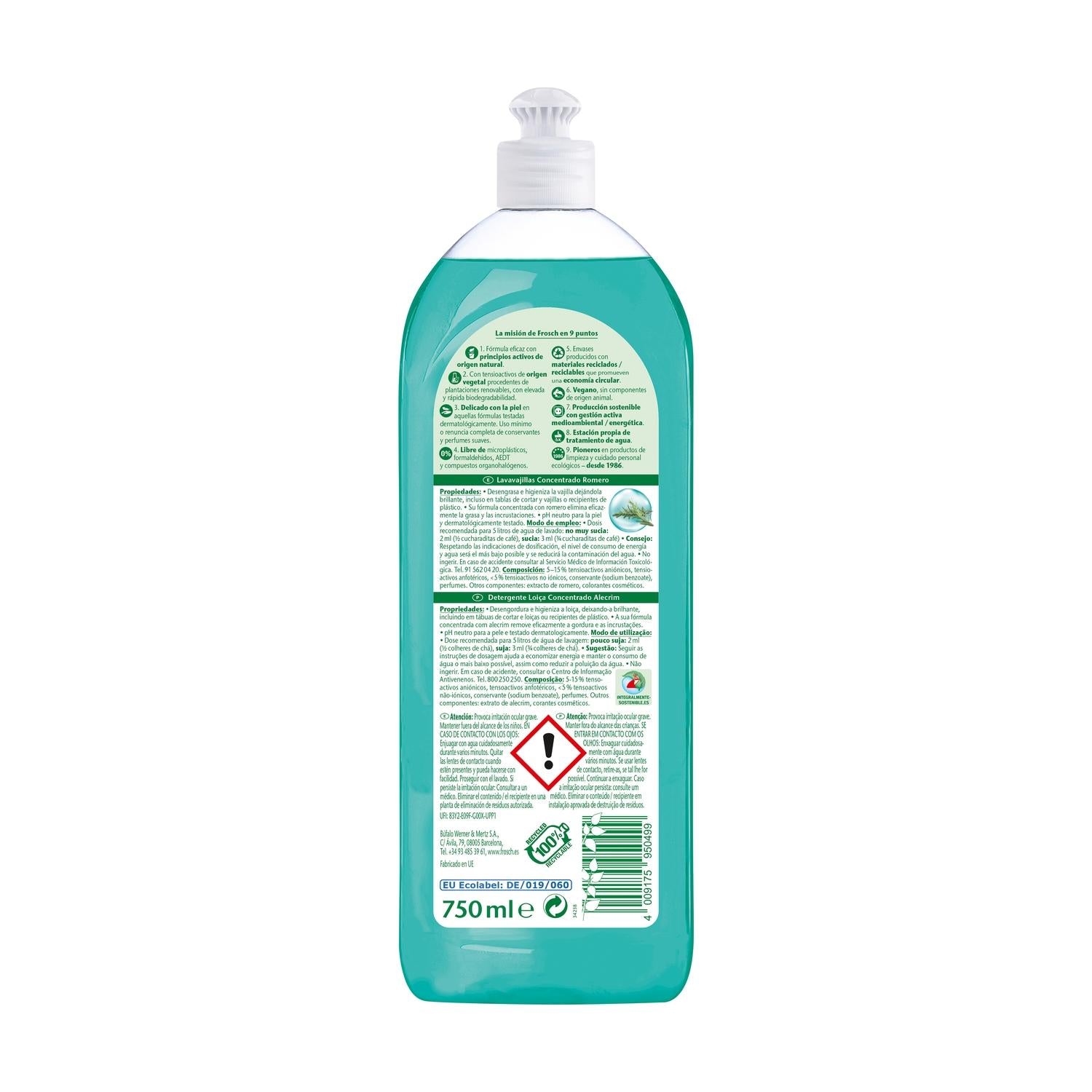 Lavavajillas romero Frosch 750 ml