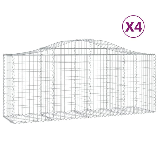 Cestas De Gaviones 4 Uds Forma De Arco Hierro 200x50x80/100 Cm_0
