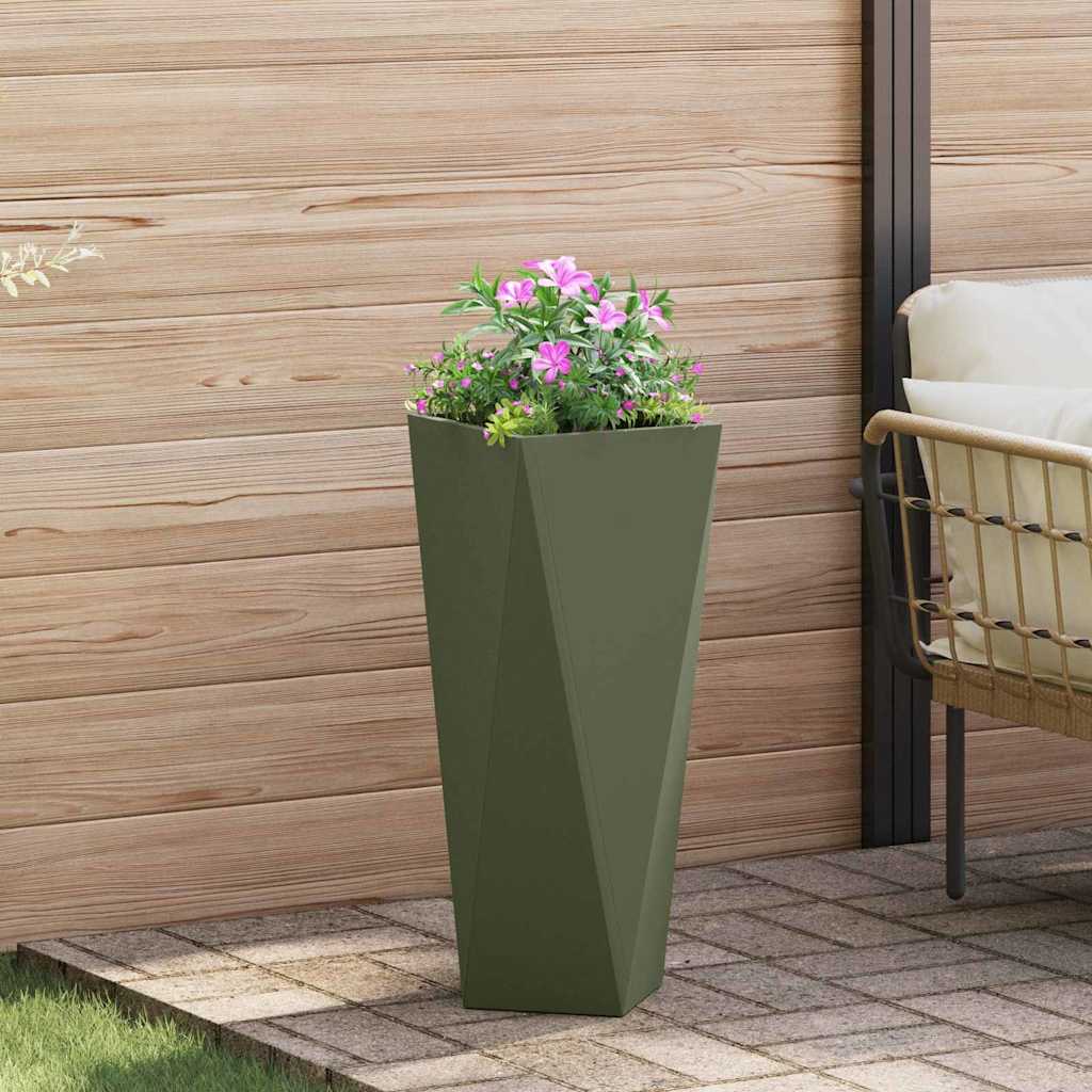 Jardinera 2 Uds. Verde Oliva 30 X 30 X 75 Cm Acero_3
