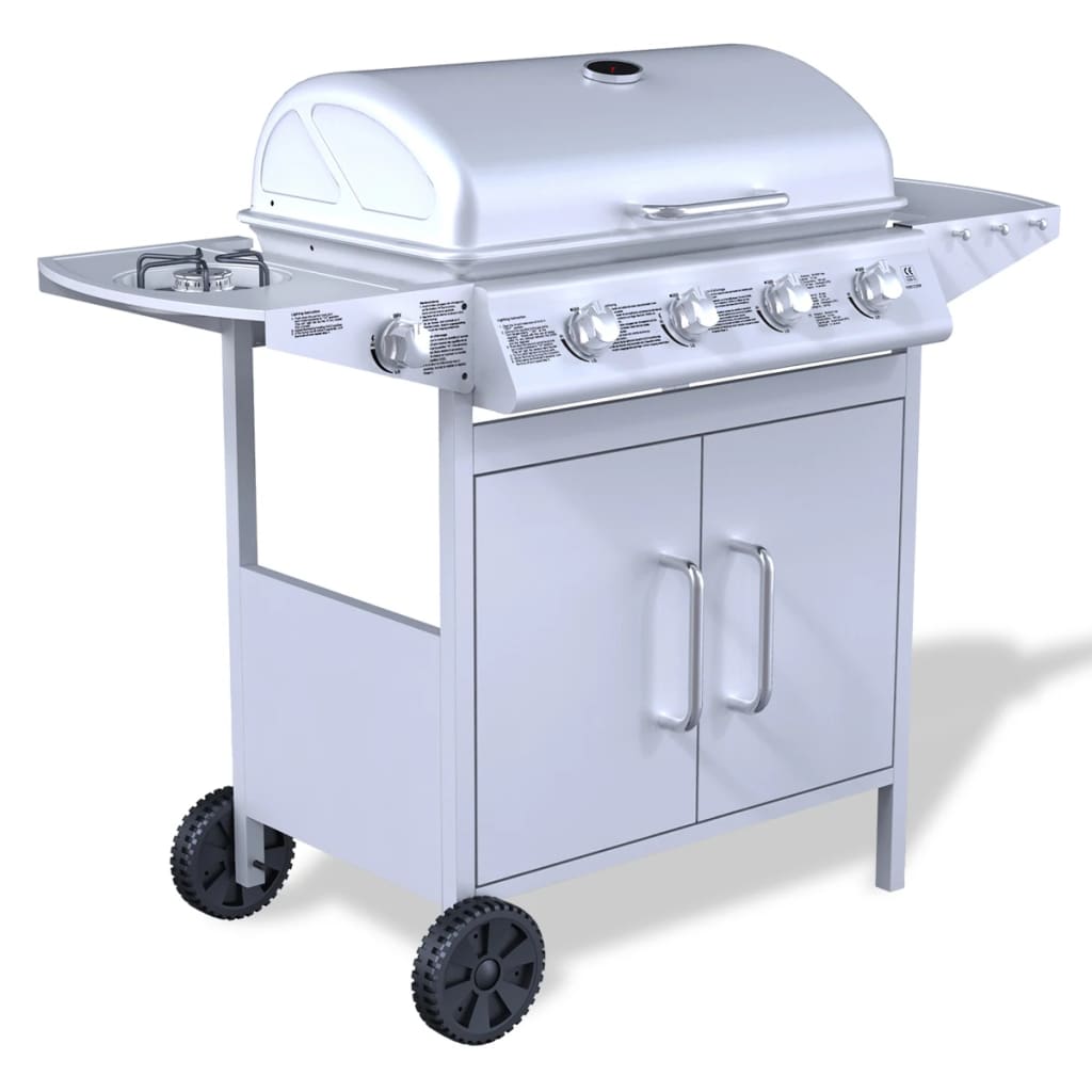 Vidaxl Barbacoa De Gas Plateada Con 4+1 Quemadores, De Acero Inoxidable_1