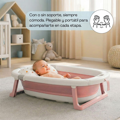 Bathby | Bañera Bebé Rosa Con Cojín, Termómetro Y Soporte Plegable | Ligera, Segura Y Compacta Para Recién Nacidos_1