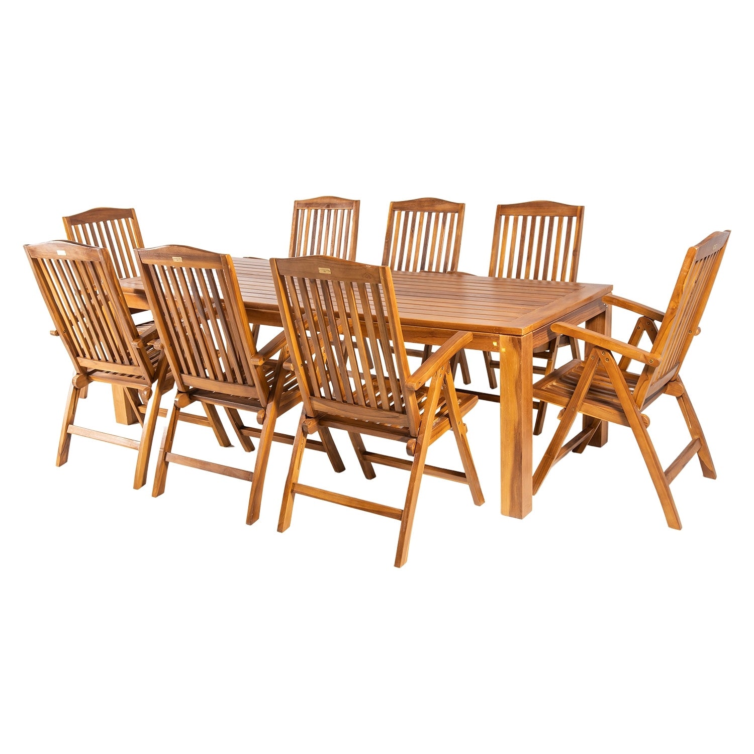Conjunto De Jardín De Madera Teca, Mesa De 240 Cm De Largo Y 8 Sillones Reclinables, Madera Teca Grado A, Tratamiento Al Agua Aplicado_0