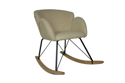 Mecedora , Mecedora Mecedora Tela Beige Madera Y Pata De Metal 86x62x72cm- Muebles De Sala_0