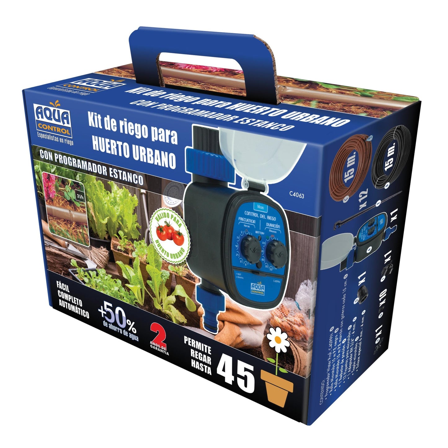 Kit de rega para mesas de cultivo com programador Aqua Control