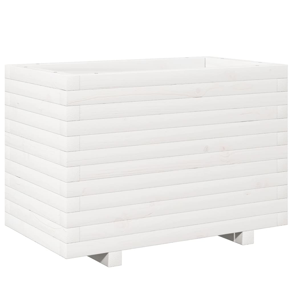 Jardinera Madera Maciza De Pino Blanco 70x40x49,5 Cm_0