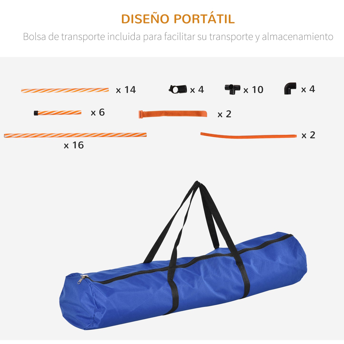 Pawhut Set De Entrenamiento De Agilidad Para Perros De 4 Piezas Naranja_5