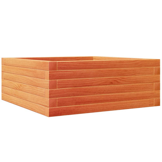 Jardinera De Madera Maciza Pino Marrón Cera 60x60x23 Cm_0