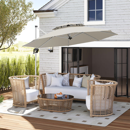 Outsunny Sombrilla De Jardín Ø292 Cm Con Manivela Inclinación Ajustable Gris_1