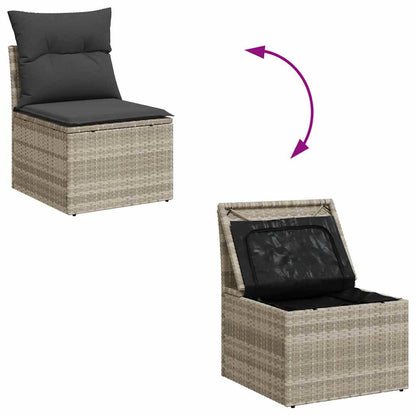 Set De Sofás Jardín Y Cojines 5 Pzas Ratán Sintético Gris Claro / Vetonek_1