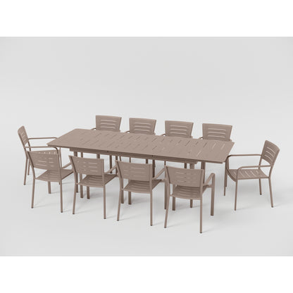Inari Mesa De Jardín Extensible Rectangular De Aluminio Para 10 Personas Taupe 240x100xh75cm- Mobiliario De Jardín_2
