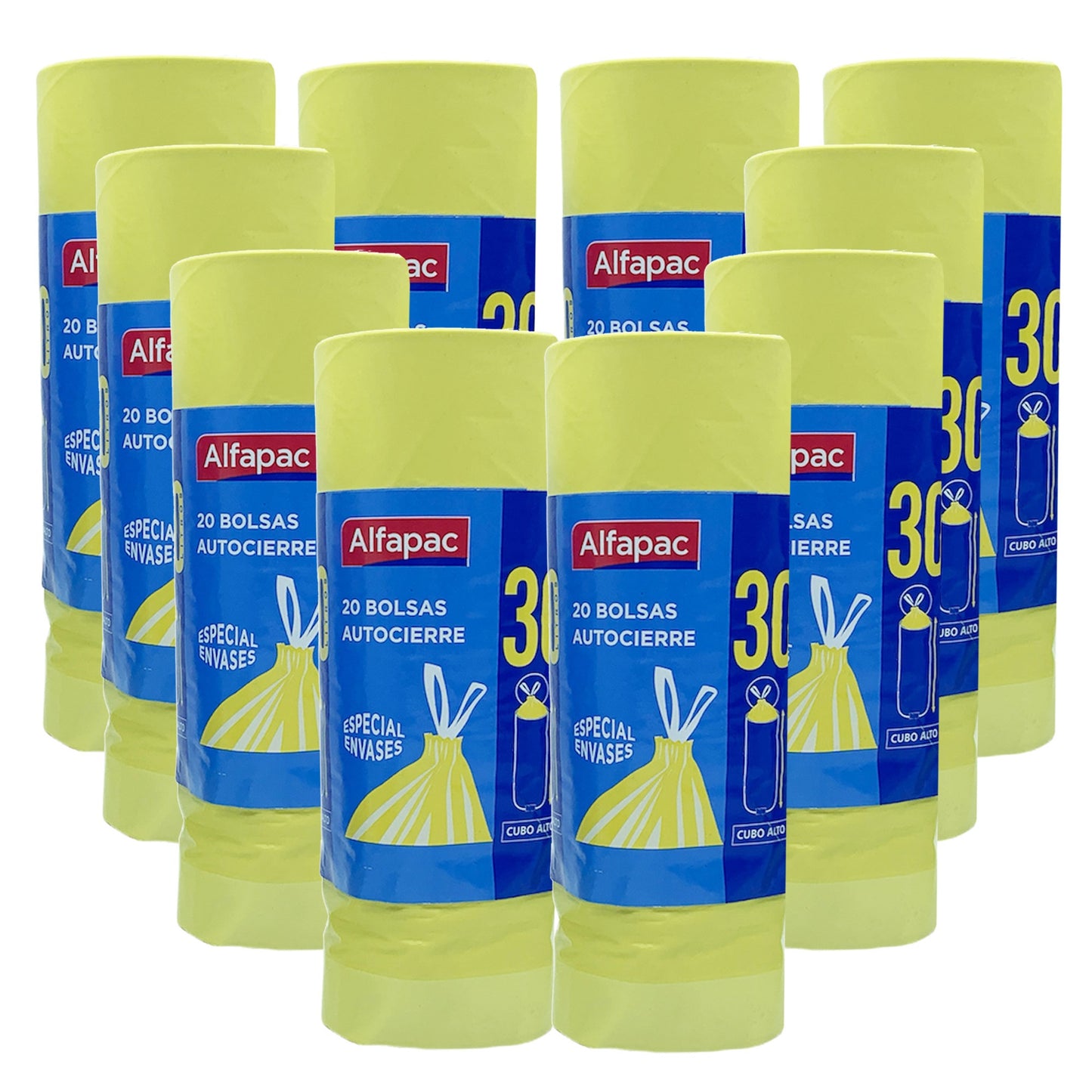 10 Rollos De 20 Bolsas De Basura Con Autocierre 30 L