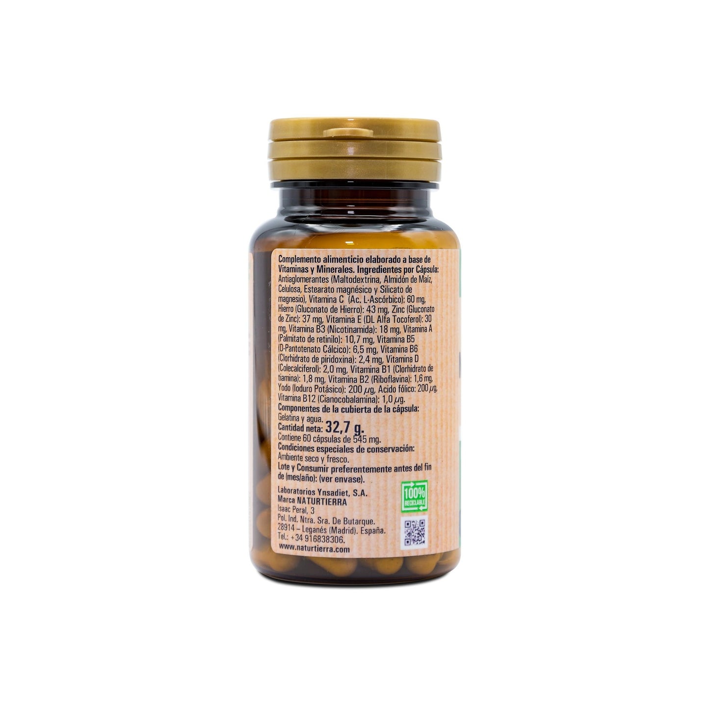 Complexo multivitamínico, 60 cápsulas. NaturTierra
