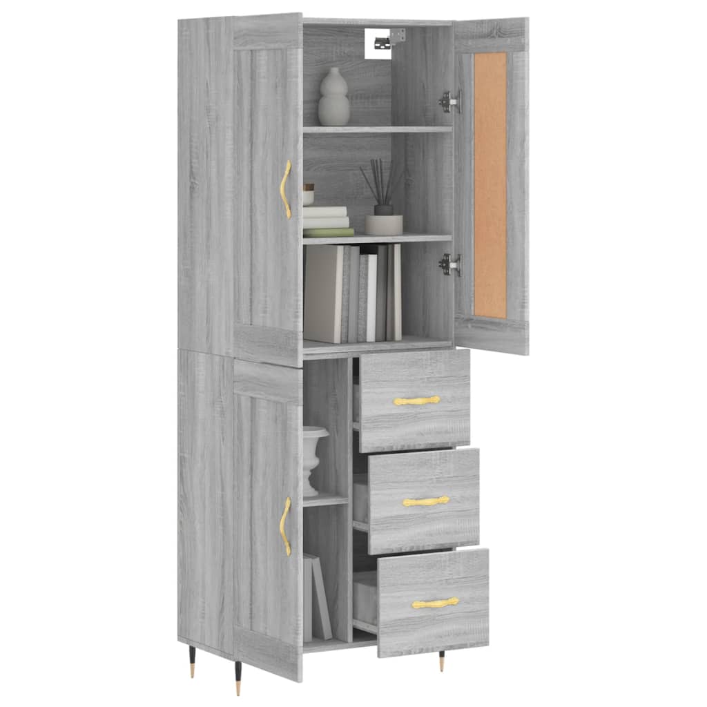 Aparador Alto Madera Contrachapada Gris Sonoma 69,5x34x180 Cm_2